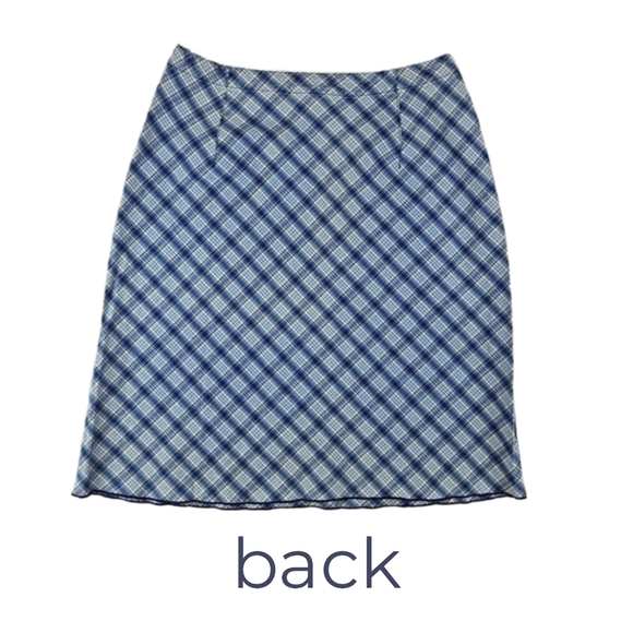 Liz Claiborne Plaid & Floral A-line Skirt Blue & Almond Cream, 6 Petite - Picture 3 of 5